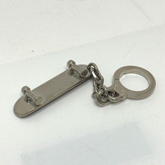 CELINE skateboard Bag Charm Key Holder Metal Black/Silver - Picture 6 of 8